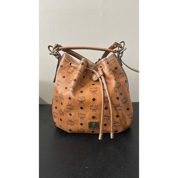 MCM cognac bucket crossbody bag - Picture 1 of 6
